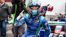 Billy Monger celebrates his win in Pau.