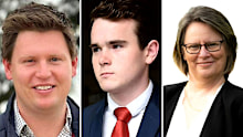 Jean-Claude Perrottet (centre), Liberal powerbroker Christian Ellis (left) and his mum, Hills Shire Councillor Virginia Ellis (right).