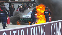 James Courtney's Mustang catches fire at Albert Park.
