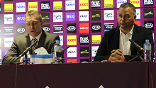 Broncos chief executive Paul White and departing coach Anthony Seibold at Wednesday's press conference.