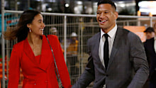 Maria Folau holds hands with husband Israel Folau