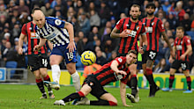 Aaron Mooy scores his brilliant goal for Brighton against Bournemouth.