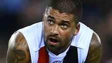 Bradley Hill of St Kilda looks dejected after losing to Essendon by 75 points.