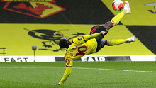 Danny Welbeck of Watford scores his team's second goal 
