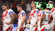 Disappointing Dragons players react during their loss to the Eels.