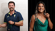 Travis Head and Annabel Sutherland, winners of Allan Border and Belinda Clark Medals.