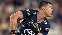 North Queensland Cowboys halfback Jake Clifford shapes to pass.