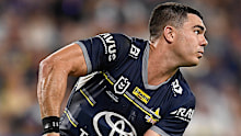 North Queensland Cowboys halfback Jake Clifford shapes to pass.