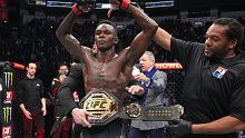 Israel Adesanya of Nigeria reacts after defeating Robert Whittaker of Australia by unanimous decision 