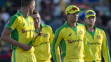 Australian players leave the field after losing the third ODI to South Africa, for a 3-0 series loss.