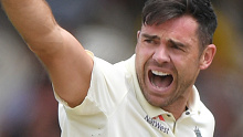 Jimmy Anderson appeals for a wicket in Cape Town.