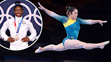 Simone Biles (inset) and Georgia Godwin.