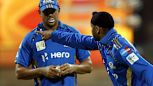 Andrew Symonds and Harbhajan Singh during their time at the Mumbai Indians.