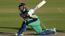 Ireland batsman Paul Stirling hits out on his way to an ODI century in a win against England.