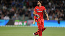 Melbourne Renegades tail-ender Kane Richardson fires heated words at Adelaide Strikers players.