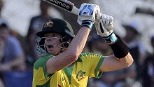 Steve Smith hits out during the first ODI against South Africa.