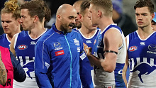 Rhyce Shaw (C) during North Melbourne's historic hiding from Geelong.