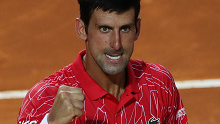 Novak Djokovic celebrates his Italian Open final win.