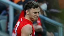 Sydney forward Will Hayward lamenting a missed shot at goal.