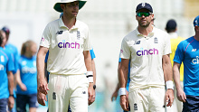 Stuart Broad and James Anderson leave the field after New Zealand's second Test win over England.