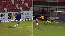 Tom King boots himself into the history books with the longest goal ever scored. (Twitter)