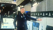 Juventus star Cristiano Ronaldo greets the 'fans' at his Serie A match