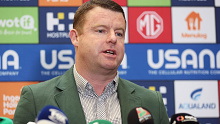 Souths CEO Blake Solly addresses the media after Jason Demetriou's sacking.