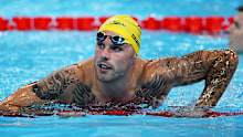 Kyle Chalmers after winning silver in the men's 100m freestyle at the Paris Olympics.
