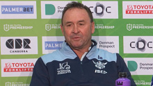 Ricky Stuart accused referees of 'guessing' set-restart calls in a tense press conference following the Raiders' loss to the Storm.