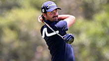Curtis Luck plays a shot on the 9th hole during day two of the 2023 Australian PGA Championship at Royal Queensland Golf Club on November 24, 2023 in Brisbane, Australia.