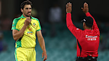 Mitchell Starc after being hit for six in the second ODI against India.