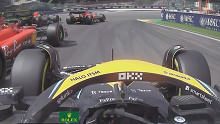 Oscar Piastri a moment before colliding with Carlos Sainz and the wall in the Belgian Grand Prix.