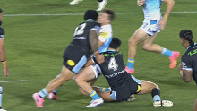 Siosifa Talakai was sinbinned for this shoulder charge on Titans hooker Sam Verrills.