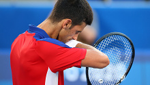 Novak Djokovic during his loss to Spain's Pablo Carreno Busta in the bronze medal match at the Tokyo Olympics.