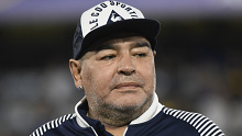 Diego Maradona at a Boca Juniors game in March this year.