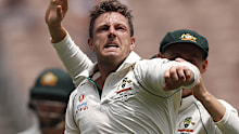James Pattinson celebrates a New Zealand wicket at the MCG.