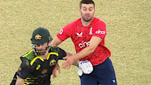 Matthew Wade impedes Mark Wood.