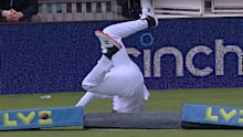 England spinner Jack Leach is concussed in a fielding accident on the opening day of the first Test against New Zealand.