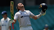 Will Pucovski of Victoria celebrates scoring a century during the Sheffield Shield match between New South Wales and Victoria at SCG, on February 18, 2024, in Sydney, Australia. (Photo by Cameron Spencer/Getty Images)