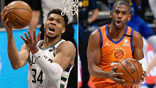 Milwaukee's Giannis Antetokounmpo and Phoenix's Chris Paul.