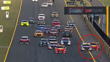 As the race began, Whincup made a beeline towards Davison, pushing up close to the fence