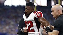 Emotional as he's helped off the field.