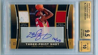 2004 SWEET SHOT THREE-POINT AUTO JERSEY LEBRON JAMES /23 BGS 9.5 2ND YEAR POP 3