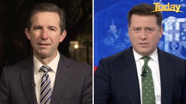 Today host Karl Stefanovic pressed Finance Minister Simon Birmingham over vaccination targets.