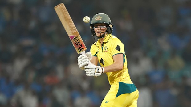 Ellyse Perry of Australia plays a shot during game two of the women's T20I series between India and Australia at DY Patil Stadium on January 7, 2024 in Navi Mumbai, India. (Photo by Pankaj Nangia/Getty Images)