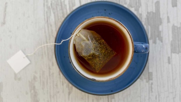 Cup of tea with tea bag in