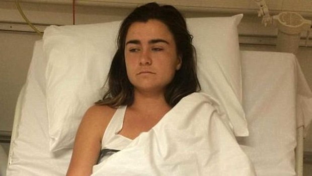 Gabriella Taylor in her hospital bed.