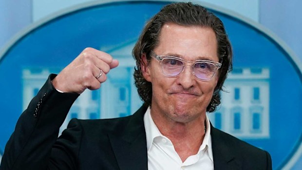 Matthew McConaughey slammed the podium so hard it shuddered as he called for action on gun control.