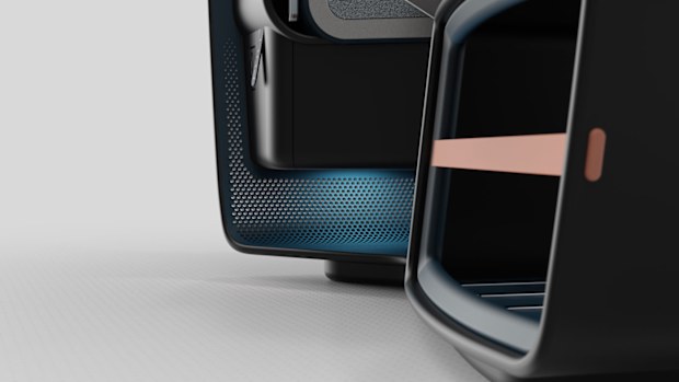 Perforations in the seat structure help with airflow fluid dynamics within the cabin.