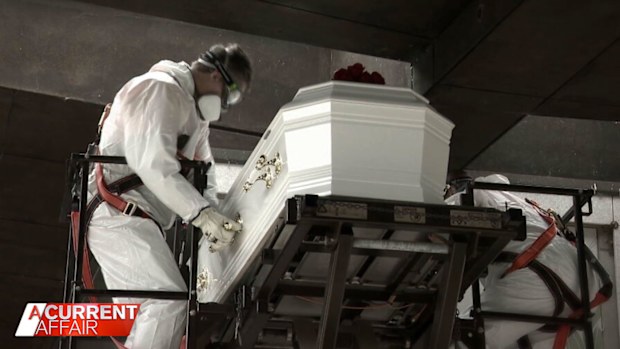 Helen Moraitis' mother Teresa made the excruciating decision to disinter her daughter's remains from an above-ground mausoleum.